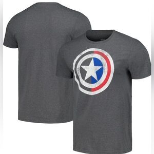 Marvel Unisex Captain America Half Shield T-Shirt - Heather Charcoal